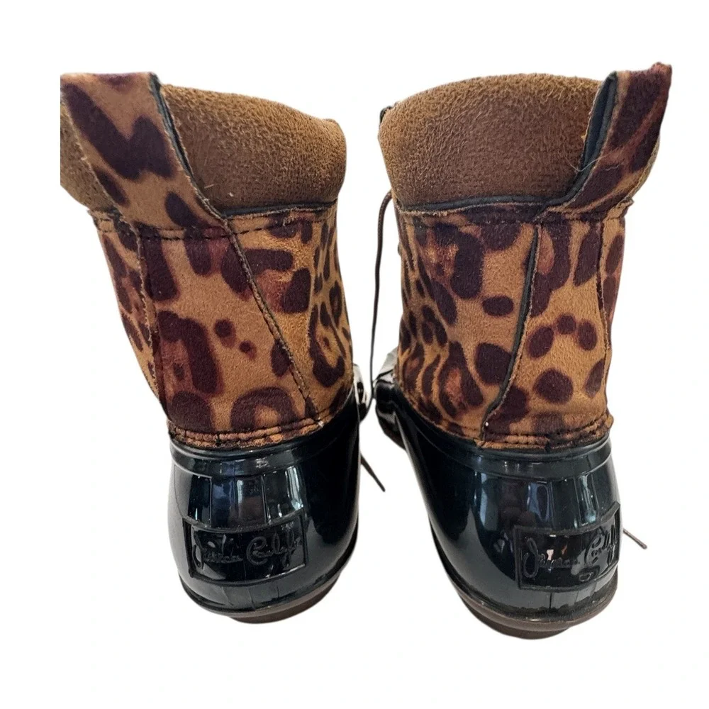 Jessica Carlyle Gavin-17L Leopard Print‎ Duck Boots Black Brown 11 women